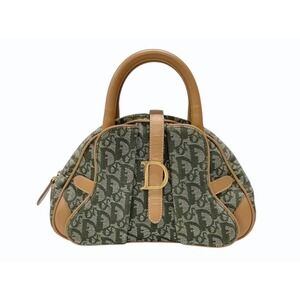 Christian Dior Trotter Double Saddle Bag Khaki Green Canvas Handbag